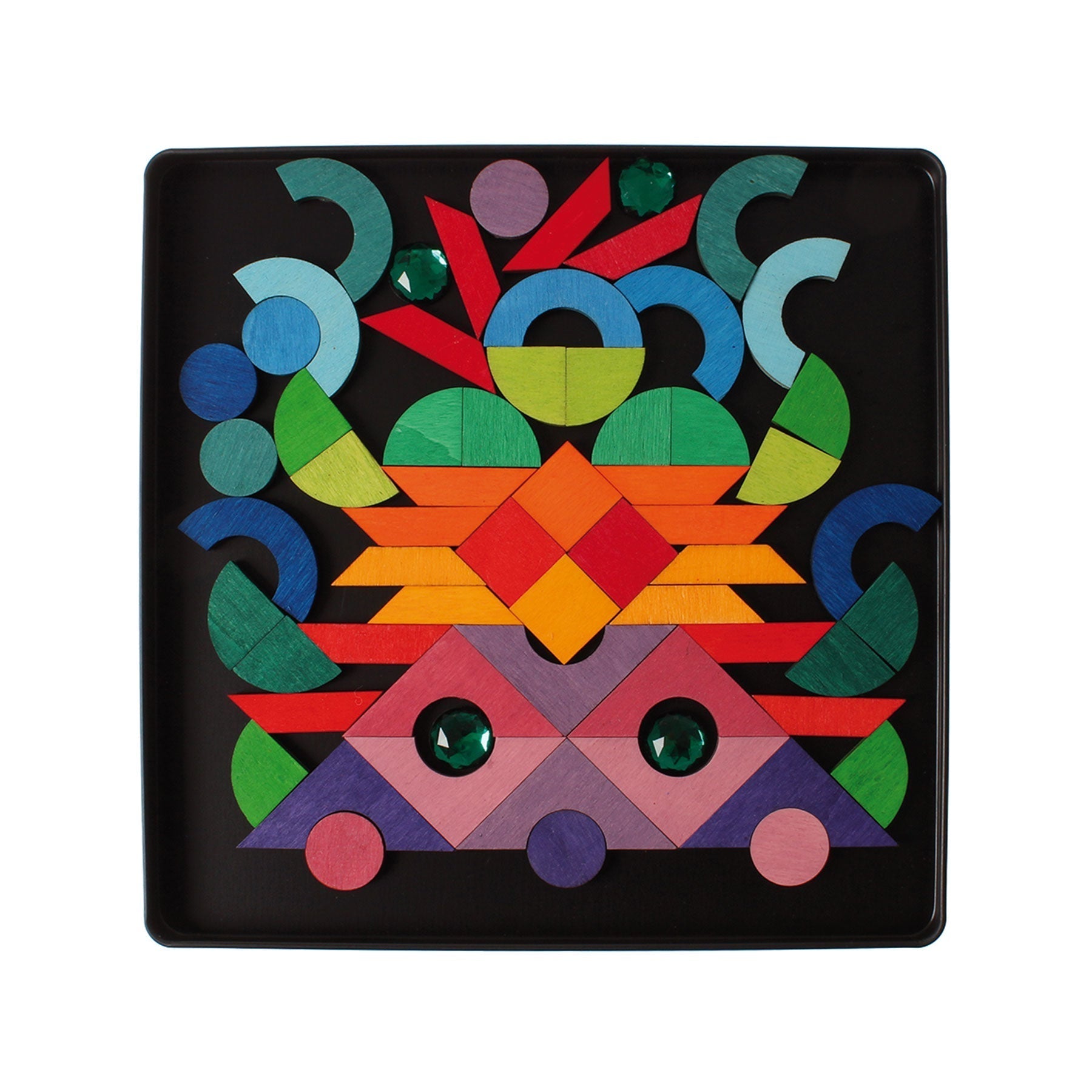 GRIMM'S mini magnetic Puzzle Triangle, Square, Circle with Sparkling Parts