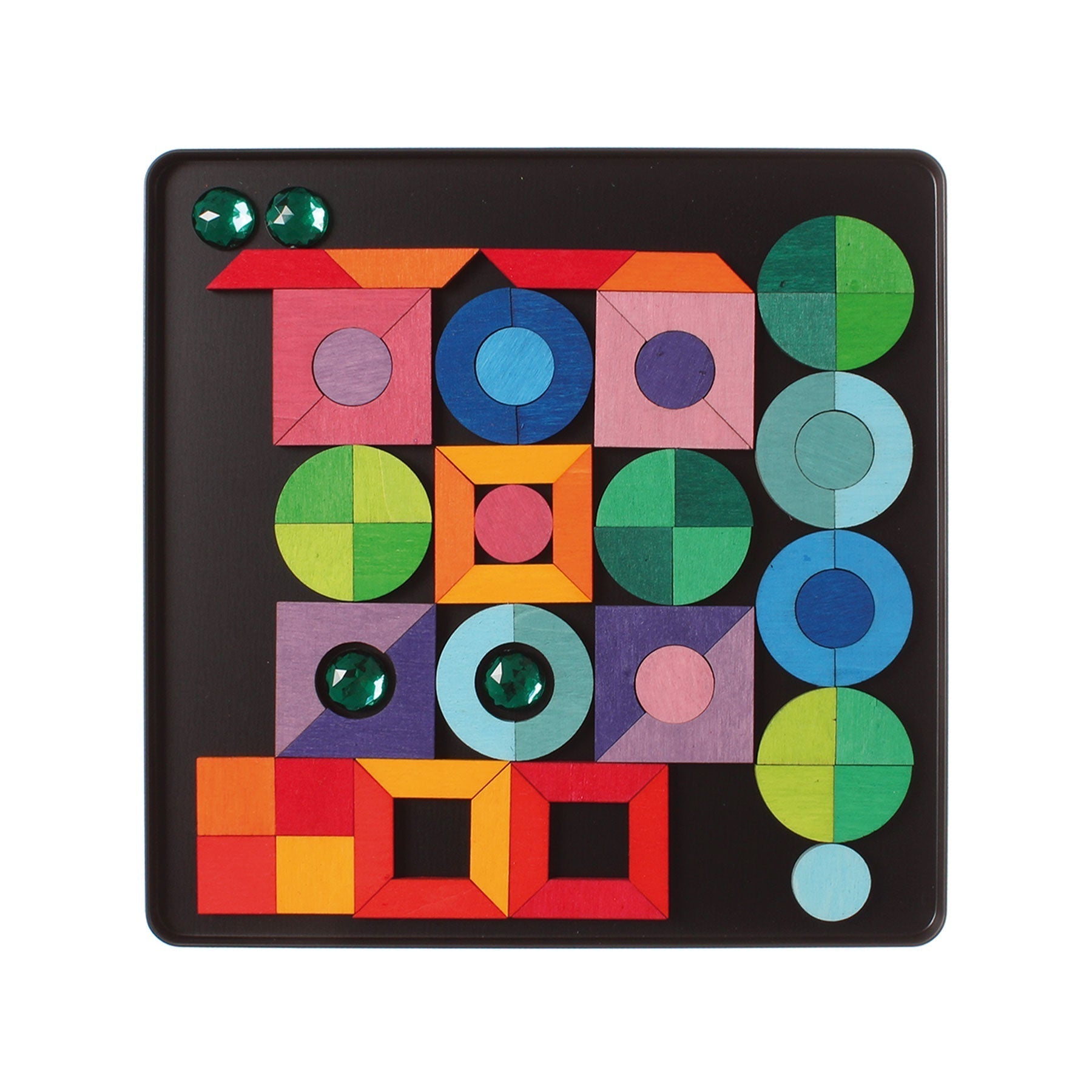 GRIMM'S mini magnetic Puzzle Triangle, Square, Circle with Sparkling Parts