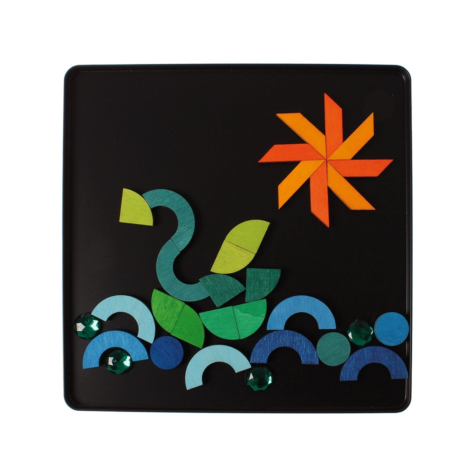 GRIMM'S mini magnetic Puzzle Triangle, Square, Circle with Sparkling Parts