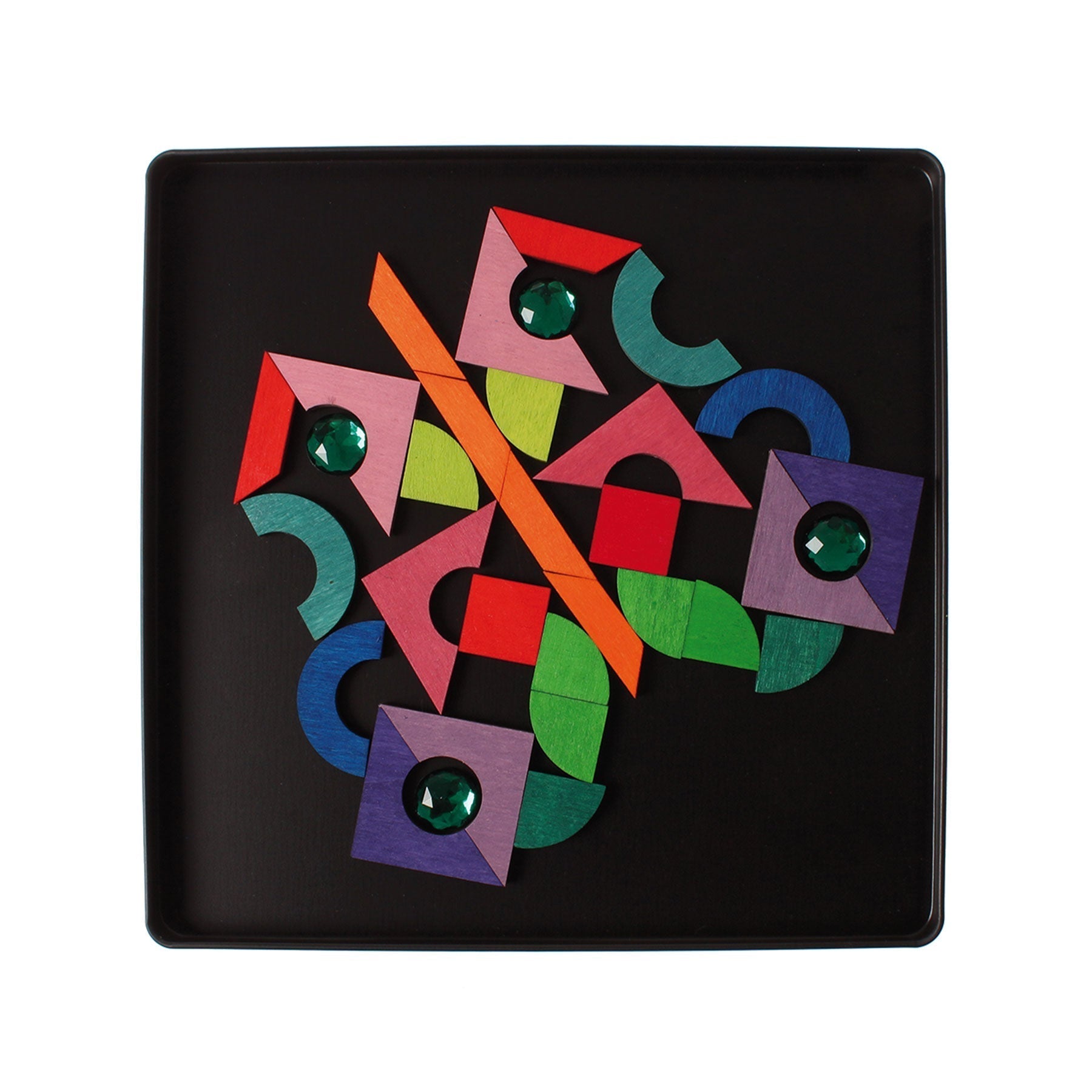 GRIMM'S mini magnetic Puzzle Triangle, Square, Circle with Sparkling Parts