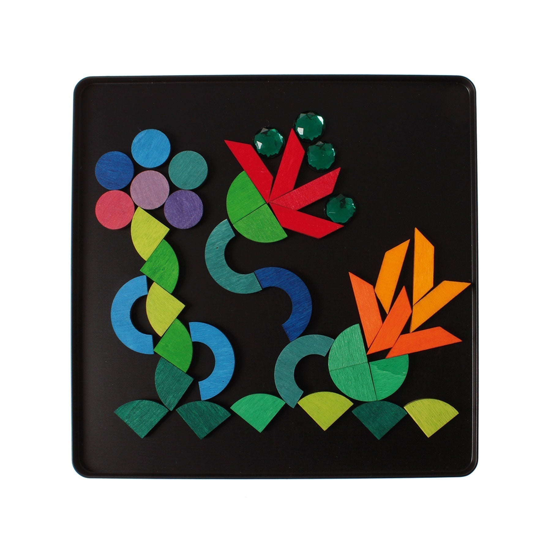 GRIMM'S mini magnetic Puzzle Triangle, Square, Circle with Sparkling Parts