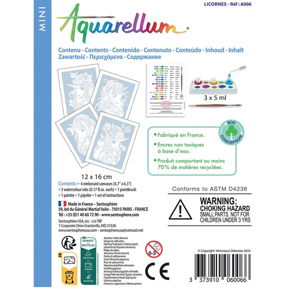 SENTOSPHERE AQUARELLUM MINI "Licornes" - 4 planches